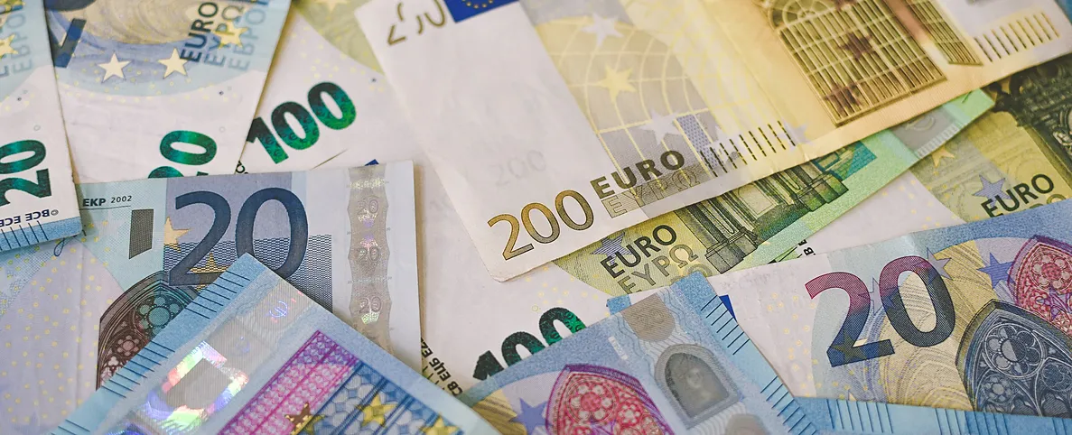 Üst üste konmuş avro banknotları